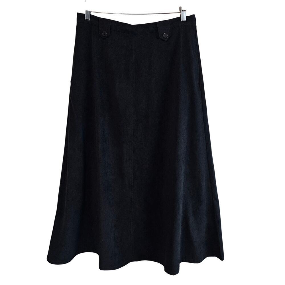 Vintage Christopher & Banks Skirt Women Sz 12 Black Faux Suede Whimsygoth Witchy